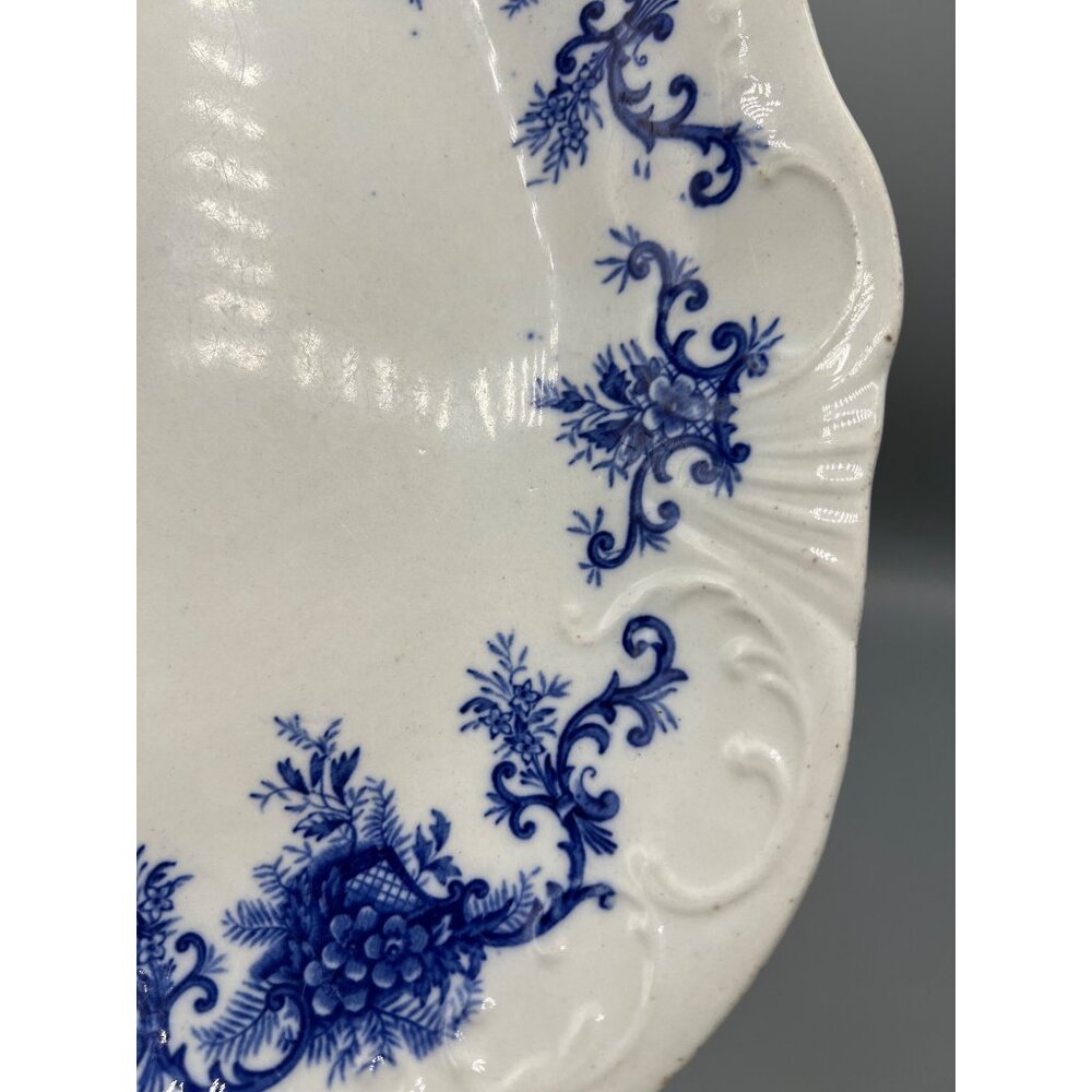 Antique Upper Hanley Platter Martha Blue Floral Porcelain Serving Dish 9x13 - Picture 9 of 12